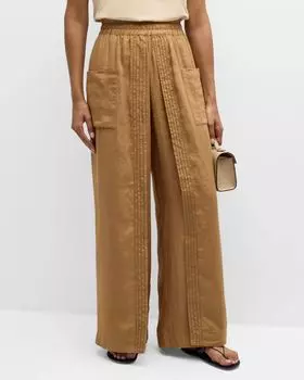 Широкие льняные брюки Pinamar pinkfilosofy, цвет Tobacco