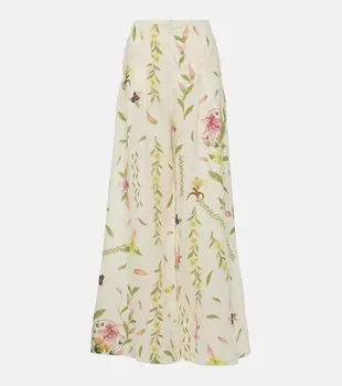 Широкие льняные брюки pion marina Agua By Agua Bendita, мультиколор