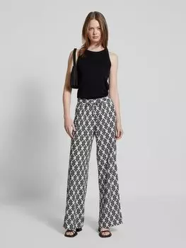 Широкие льняные брюки с эластичным поясом, модель «Мара» ROSNER, черный