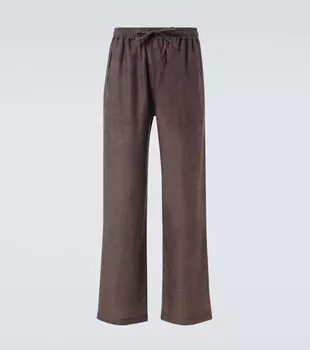 Широкие льняные брюки Saman Amel, коричневый