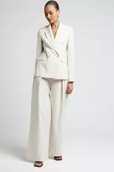 Широкие льняные брюки со складками River Island, бежевый