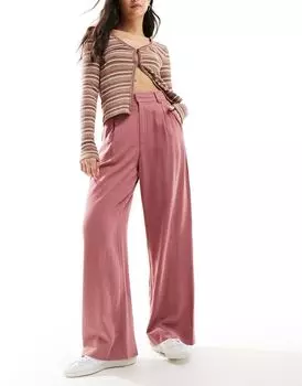 Широкие льняные брюки терракотового цвета ASOS DESIGN Dad