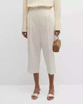 Широкие льняные брюки Tonnie с высокой посадкой THE ROW, цвет Off White