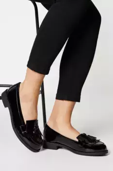 Широкие лоферы Leigh с бахромой Dorothy Perkins, черный