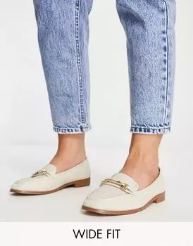 Широкие лоферы на плоской подошве Verity ASOS натурального цвета с металлической отделкой