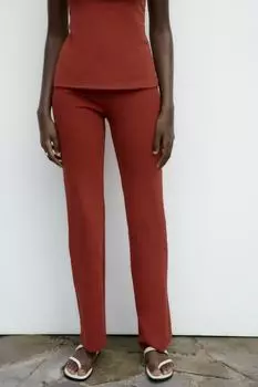 Широкие мягкие брюки Zara, кирпич