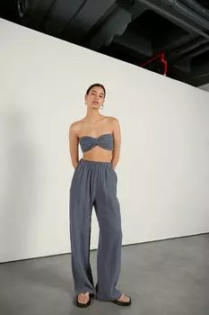 Широкие муслиновые брюки дымчатого цвета VATKALI, серый