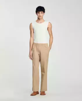 Широкие мужские брюки Sandro, бежевый