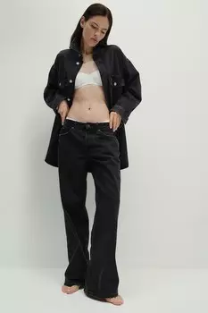 Широкие низкие джинсы Baggy H&M, черный