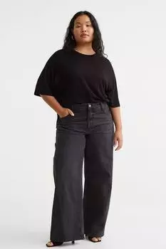 Широкие низкие джинсы H&amp;M+, черный