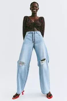 Широкие низкие джинсы H&amp;M, джинсовый синий