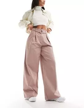 Широкие норковые брюки с D-образным вырезом ASOS DESIGN