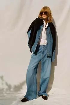 Широкие обычные джинсы H&M, синий