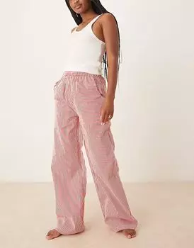 Широкие пижамные штаны Luna oversize в красную полоску
