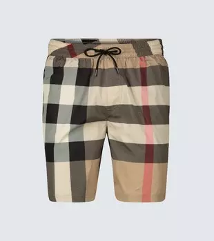 Широкие плавки-шорты в клетку Burberry, бежевый