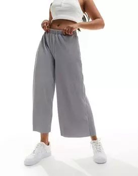 Широкие плиссированные брюки-кюлоты серого вереска ASOS DESIGN
