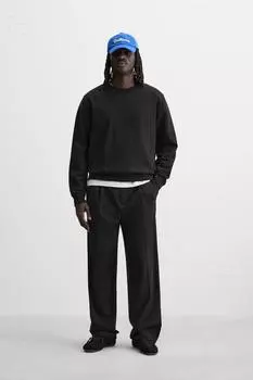 Широкие плиссированные брюки ZARA, черный