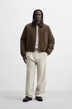 Широкие плиссированные брюки ZARA, песочный