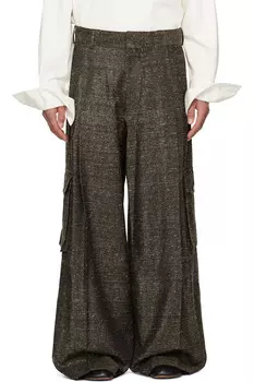 Широкие плиссированные карго-брюки Dries Van Noten, цвет mud