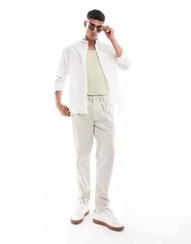 Широкие плиссированные льняные брюки-чиносы ASOS DESIGN