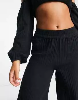 Широкие пляжные брюки черного цвета ASOS