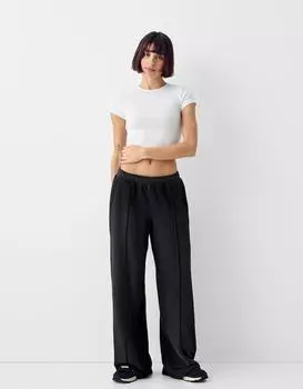 Широкие плюшевые брюки с эффектом отбеливания Bershka, серый