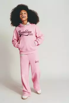 Широкие плюшевые брюки с лозунгом ZARA, розовый