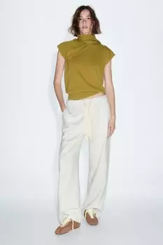 Широкие плюшевые брюки ZARA, серый мергель