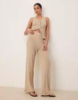 Широкие полупрозрачные трикотажные брюки ASOS DESIGN цвета песочного камня