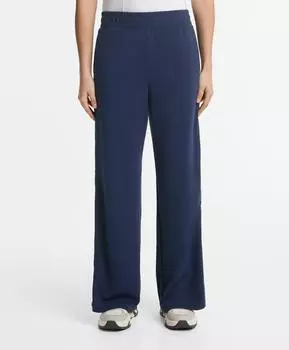 Широкие прямые брюки из мягкого на ощупь модала с пуговицами Oysho, темно-синий