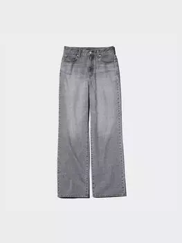 Широкие прямые джинсы (длиннее) Uniqlo, серый