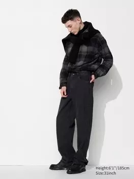 Широкие прямые джинсы длинные Uniqlo, цвет 08 серый
