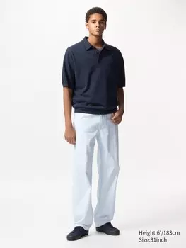 Широкие прямые джинсы длинные Uniqlo, цвет 60 синий
