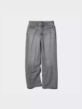 Широкие прямые джинсы короткие Uniqlo, цвет 05 серый