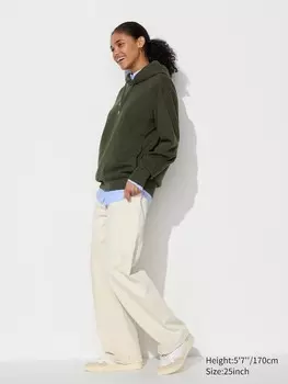 Широкие прямые джинсы Uniqlo, бежевый