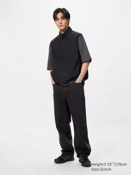 Широкие прямые джинсы Uniqlo, цвет 08 серый