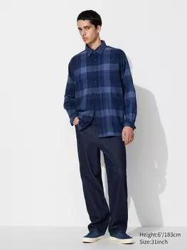 Широкие прямые джинсы Uniqlo, синий
