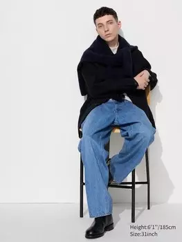 Широкие прямые джинсы Uniqlo, синий