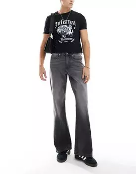 Широкие расклешенные джинсы черного цвета ASOS DESIGN