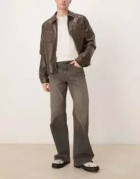 Широкие расклешенные джинсы серого цвета ASOS DESIGN