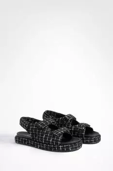 Широкие сандалии Dad с замком-букле boohoo, черный