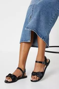 Широкие сандалии на плоской подошве Freya с бантом Dorothy Perkins, черный