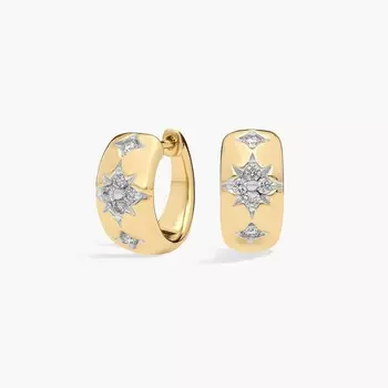 Широкие серьги Huggie с бриллиантовым мерцанием из желтого золота 14 карат (1/4 карата) Blue Nile