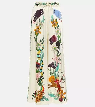 Широкие шелковые брюки meagan с высокой посадкой Almais, мультиколор