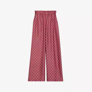 Широкие шелковые брюки с высокой посадкой и графическим принтом Pantin Claudie Pierlot, цвет divers