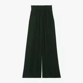 Широкие шелковые брюки средней посадки со стразами Claudie Pierlot, цвет noir / gris