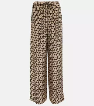 Широкие шелковые брюки Toile Iconographe VALENTINO, бежевый