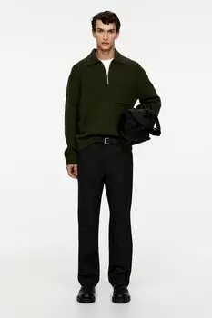 Широкие шерстяные брюки Arket, черный