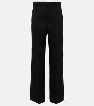 Широкие шерстяные брюки с атласной тесьмой ISABEL MARANT, черный