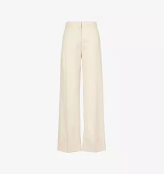 Широкие шерстяные брюки с отутюженными стрелками Valentino Garavani, цвет betulla